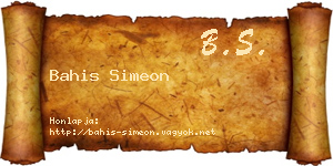 Bahis Simeon névjegykártya